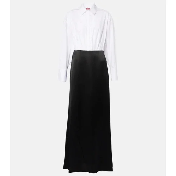 STAUD Nile Dress Black White Button Up Maxi Shirt Dress Bran New - Picture 6 of 11
